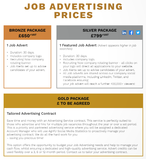 Agricultural and Farming Jobs Advertising Jobs Board Prices and Packages